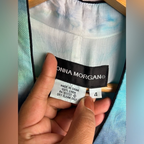 Donna Morgan Fairy Elf Vtg 90s Y2K Tie die 100% Linen Mid Dress Boho fit flare 4 - Picture 8 of 13